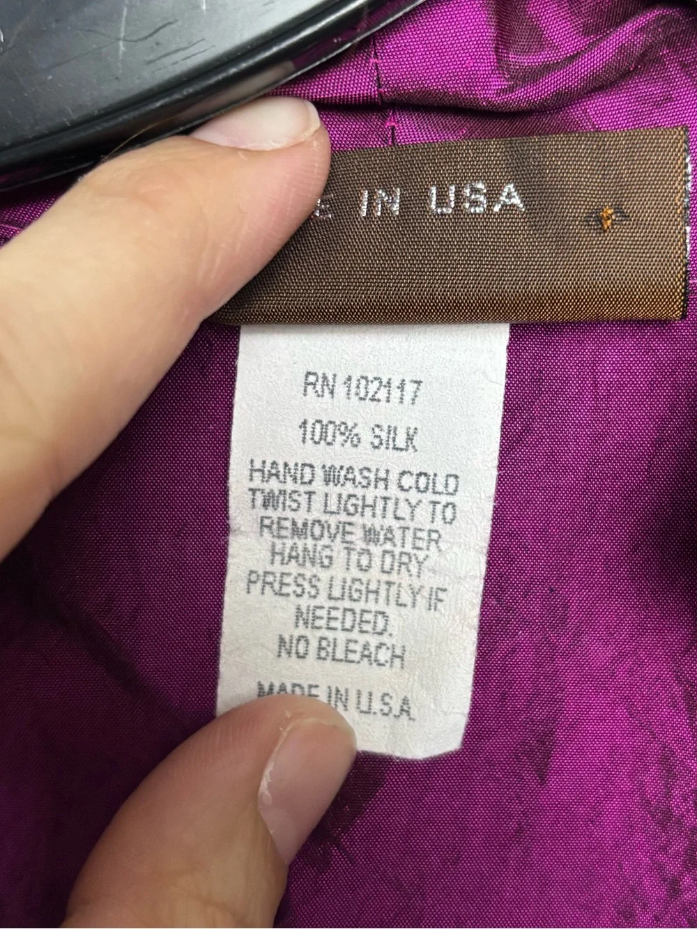 Eleven Stitch Design Fuchsia‎ Button-Up 100% silk jacket sz M